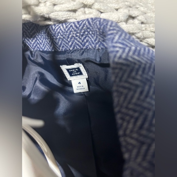 Janie and Jack Navy Herringbone Jacket and pant set - Picture 5 of 6